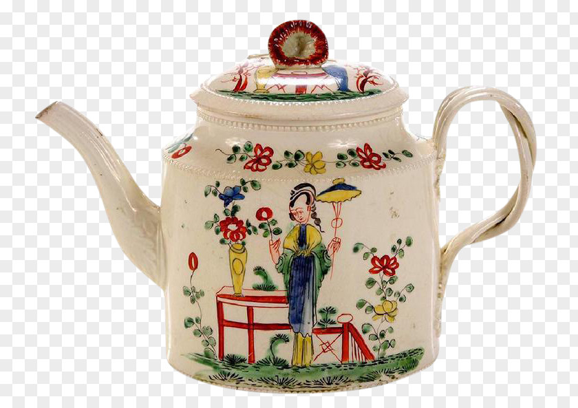 Kettle Teapot Staffordshire Potteries Creamware Ceramic PNG