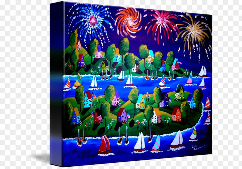 Paper Firework Majorelle Garden Art Blue Game Gallery Wrap PNG