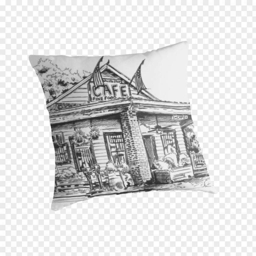 Restaurant Drawing Cushion Throw Pillows Rectangle White PNG