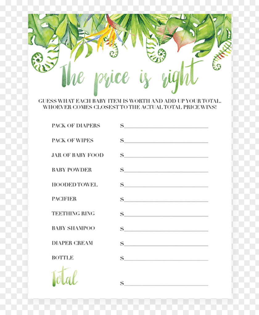 Tropical Invitation Wedding Word Game Scrabble Baby Shower PNG