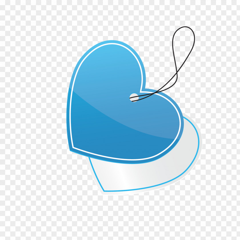 Vector Blue Heart-shaped Tag Template PNG