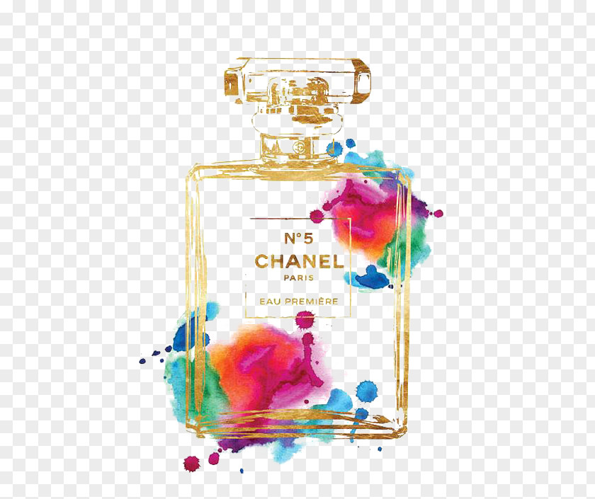 Drawing Chanel No. 5 Perfume Watercolor Painting Poster PNG