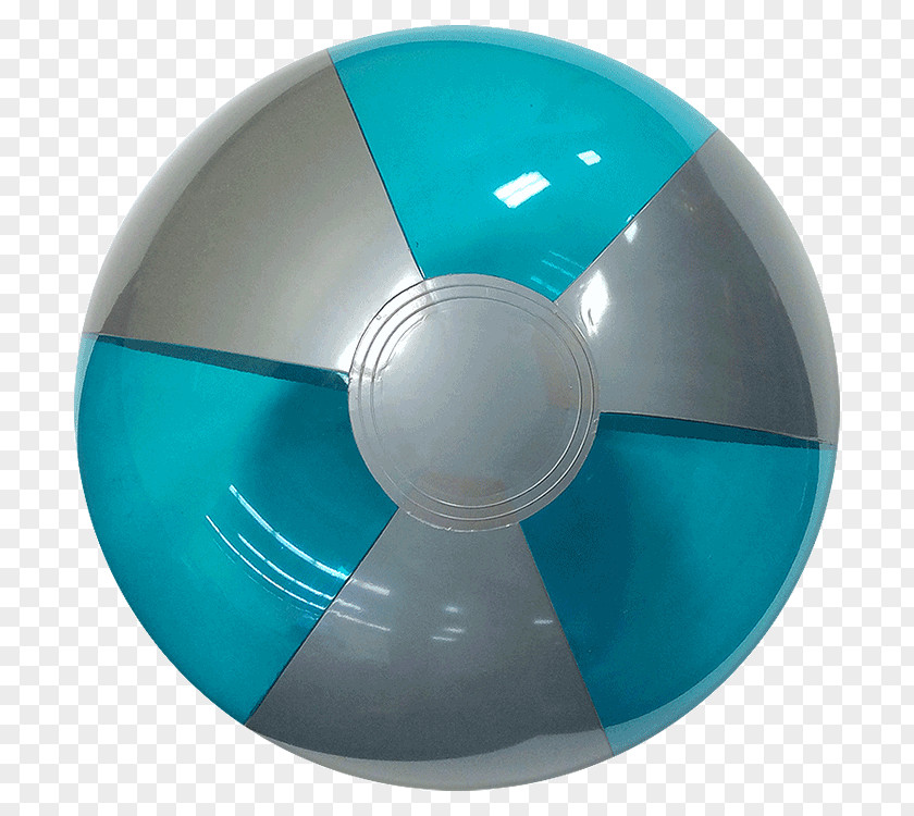 Giant Beach Ball Globe Silver Teal Metallic Color PNG