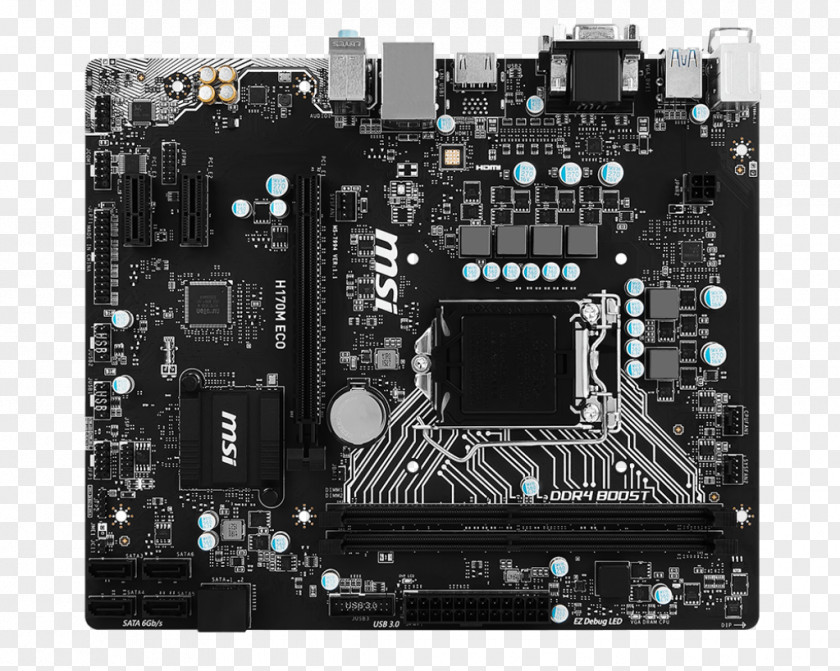 Intel LGA 1151 MicroATX Motherboard MSI H110M ECO PNG