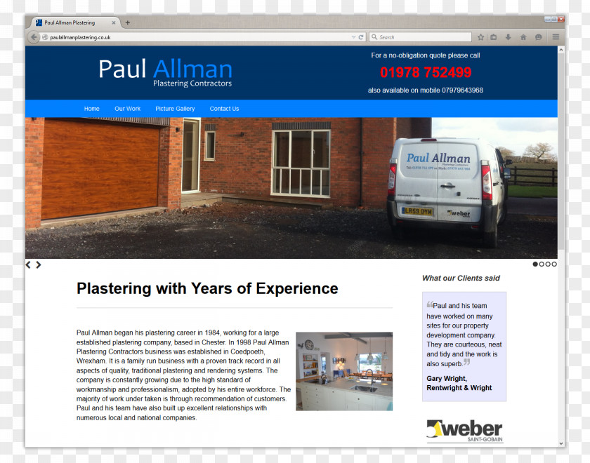 Paul Allman Plastering Contractors Stack Web Design Wrexham PNG