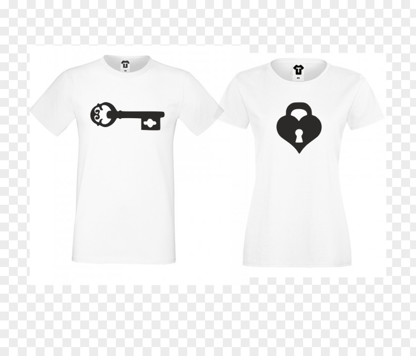 Heart Key T-shirt White Cotton Collar PNG