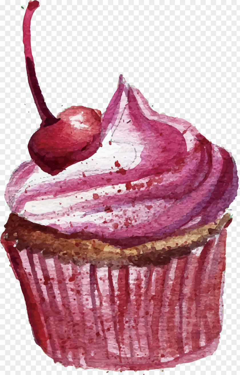 Vector Hand-painted Delicious Cherry Cake Macaron Candy PNG