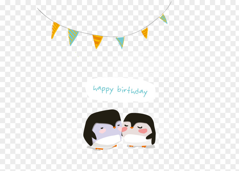 Vector Happy Birthday Penguin Wedding Invitation Greeting Card PNG