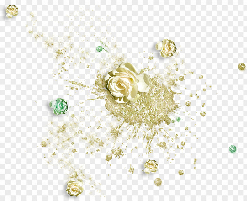 Pearls Garden Roses Paper Leaf PNG