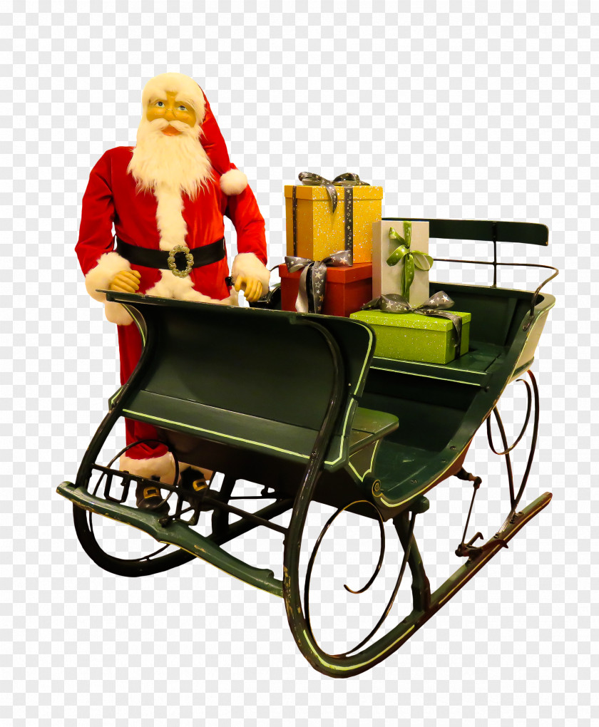 Santa Claus Reindeer Christmas Sled Gift PNG