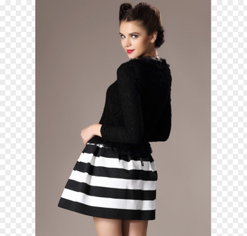 Women's European Border Stripe Overcoat Skirt Clothing Ball Gown Fashion PNG