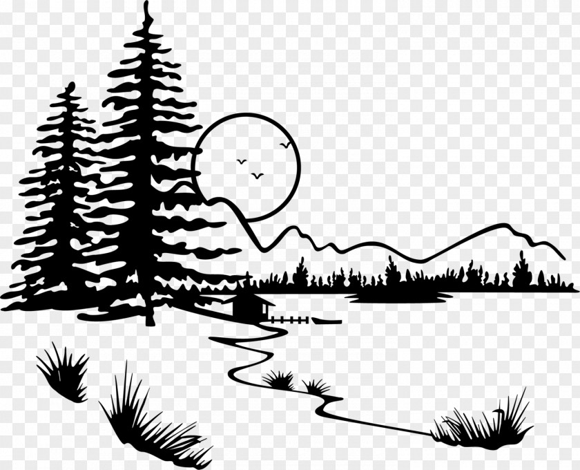 Forest Lake Silhouette Clip Art PNG