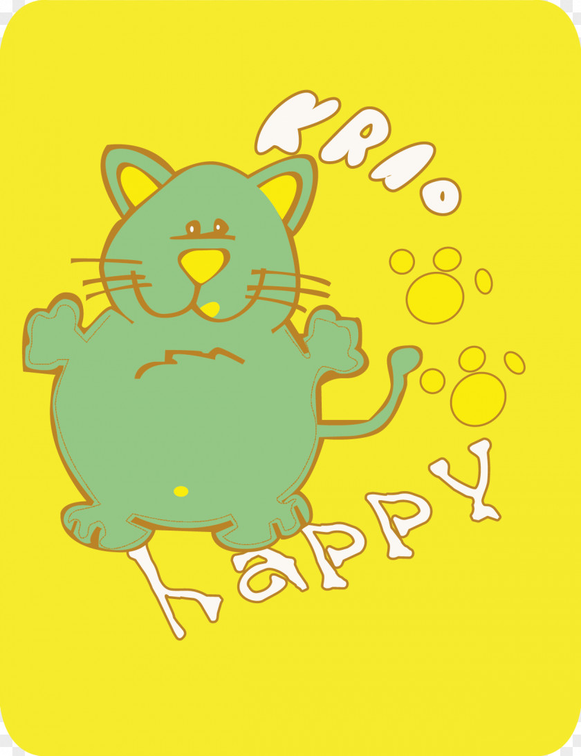 Cartoons, Cats And Footprints On A Yellow Background Cat Felidae Hello Kitty Cartoon Illustration PNG