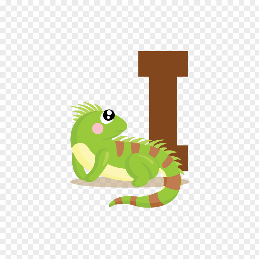 Green Lizard Letter I Alphabet Clip Art PNG