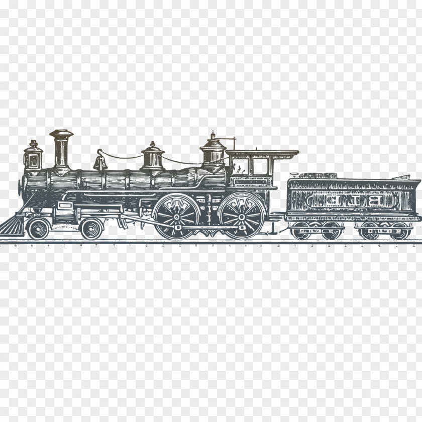 Train Sketch Rail Transport Steam Locomotive PNG