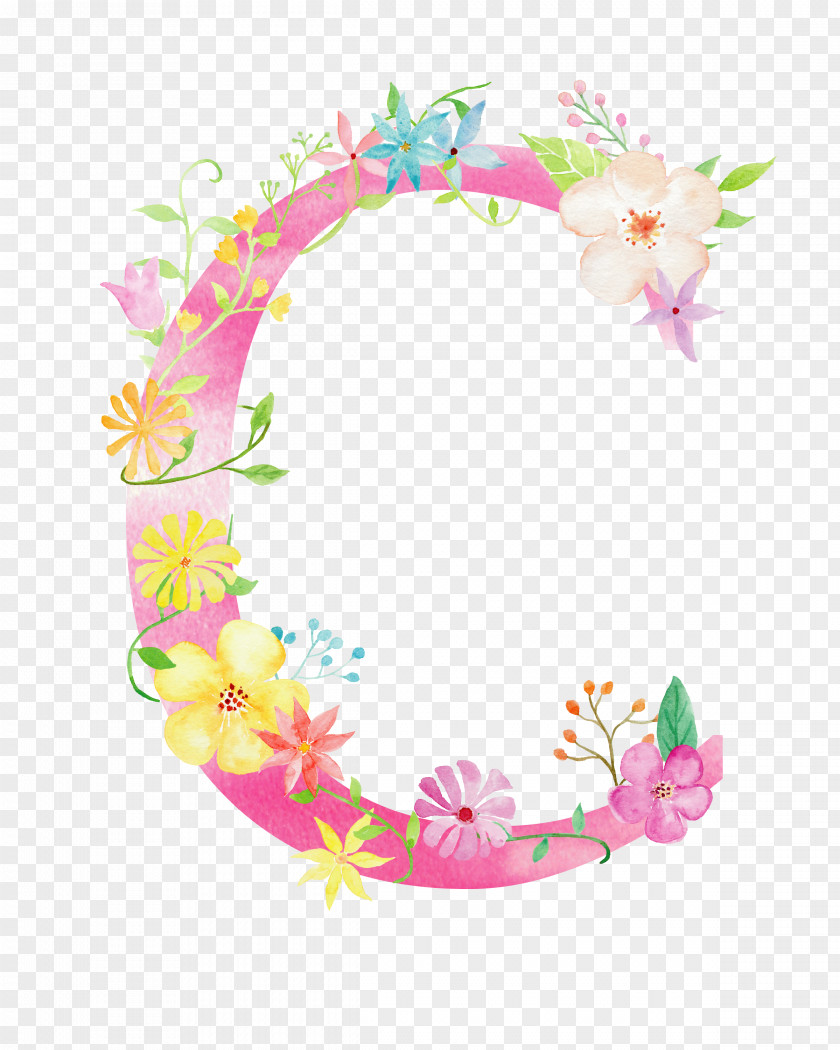 Flowers Letter C Initial Font PNG