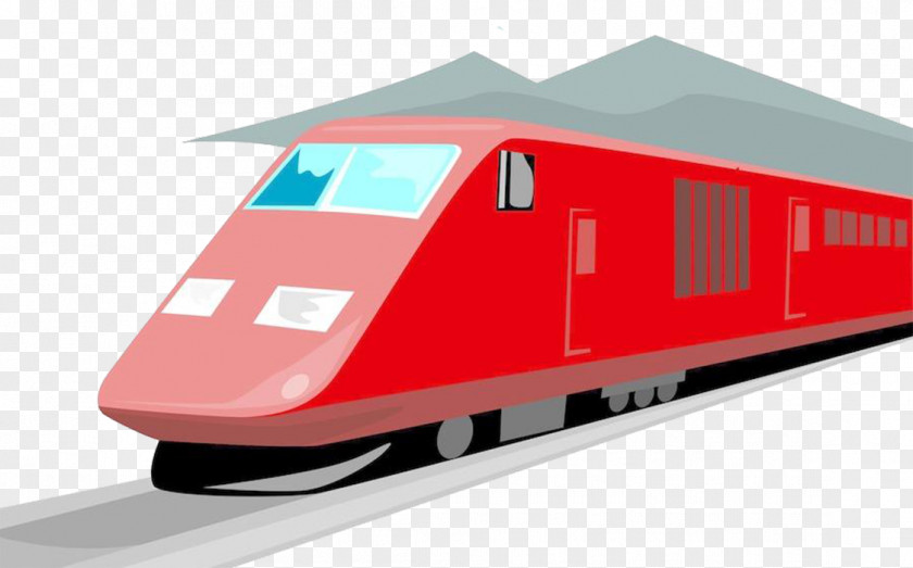Red Cute Train Graphics Maglev Rail Transport Railroad Car Passenger PNG