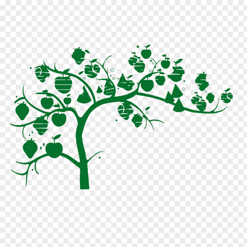Apple Tree Laden With Green Silhouette PNG