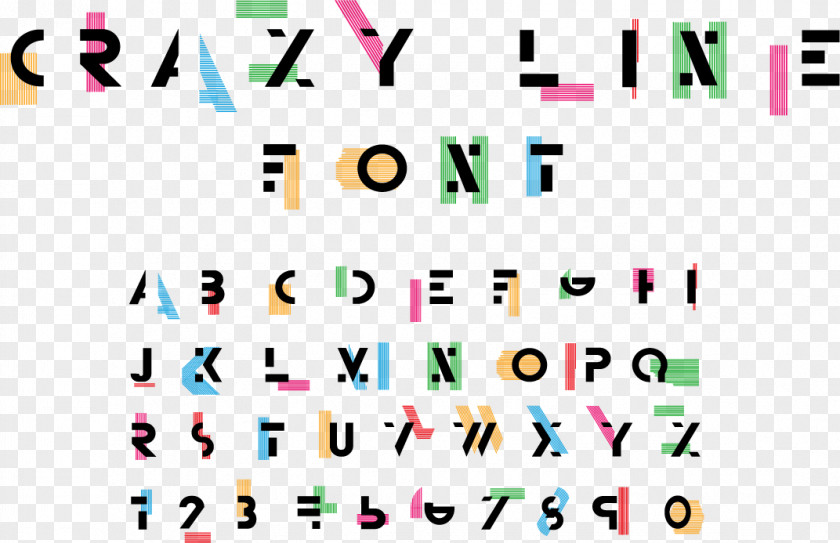 Crazy Color Bar WordArt Alphabet Lettering Font PNG