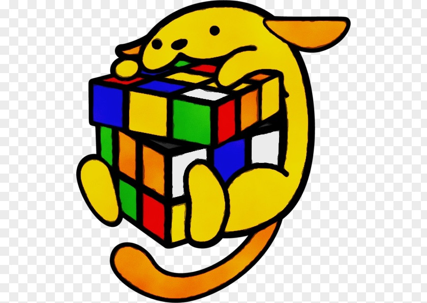 Smile Rubiks Cube Watercolor Cartoon PNG