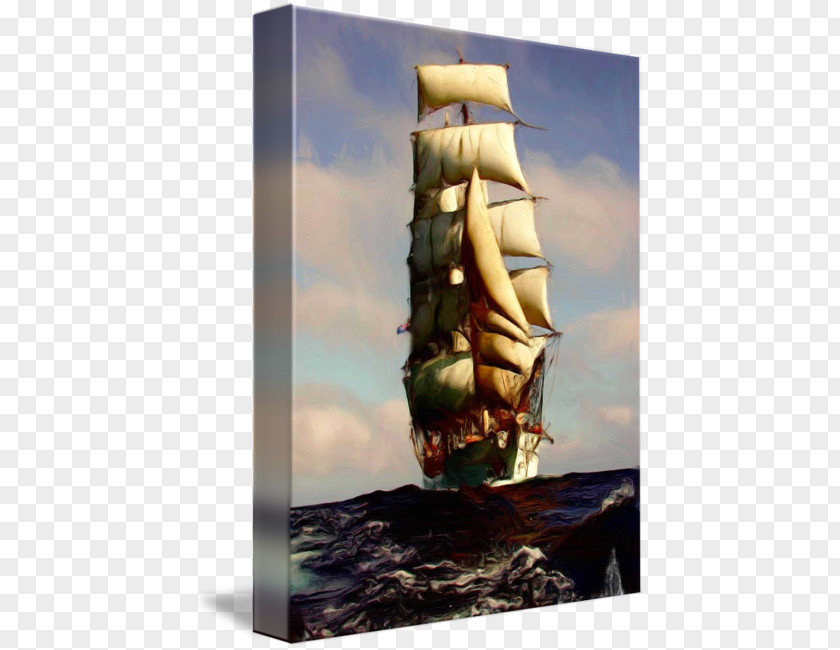 Watercolor Ship Tall Oil Painting Full-rigged Clipper PNG