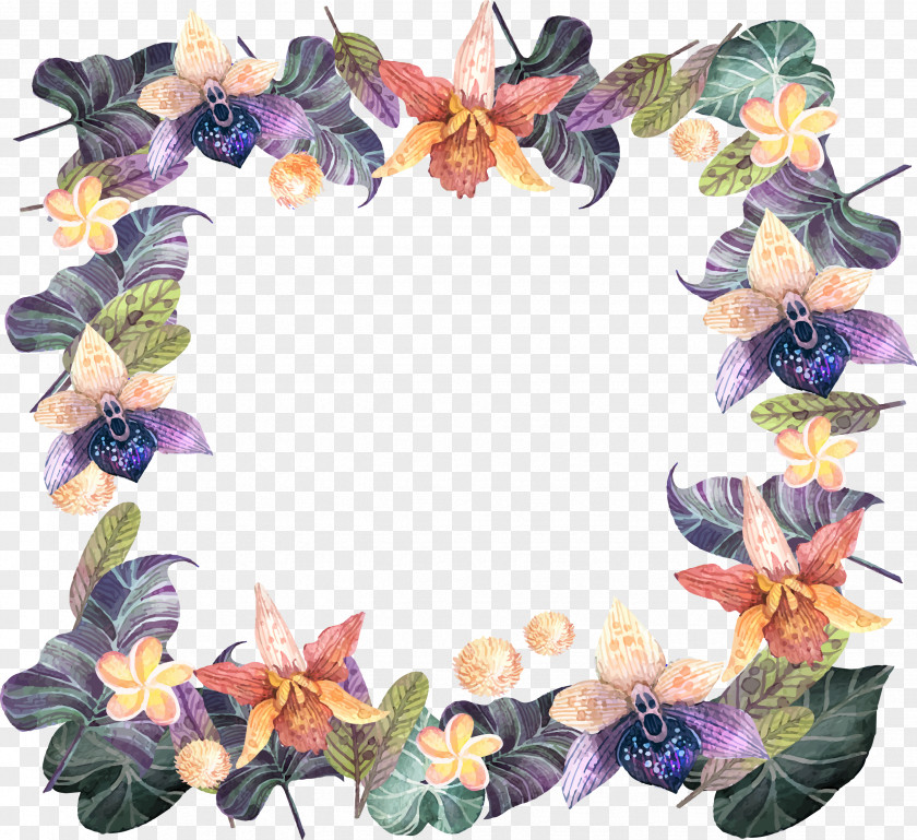 Purple Tropical Jungle Flowers Border Tropics Flower Euclidean Vector PNG