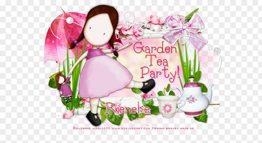 Tea Garden Floral Design Flower Bouquet Greeting & Note Cards PNG