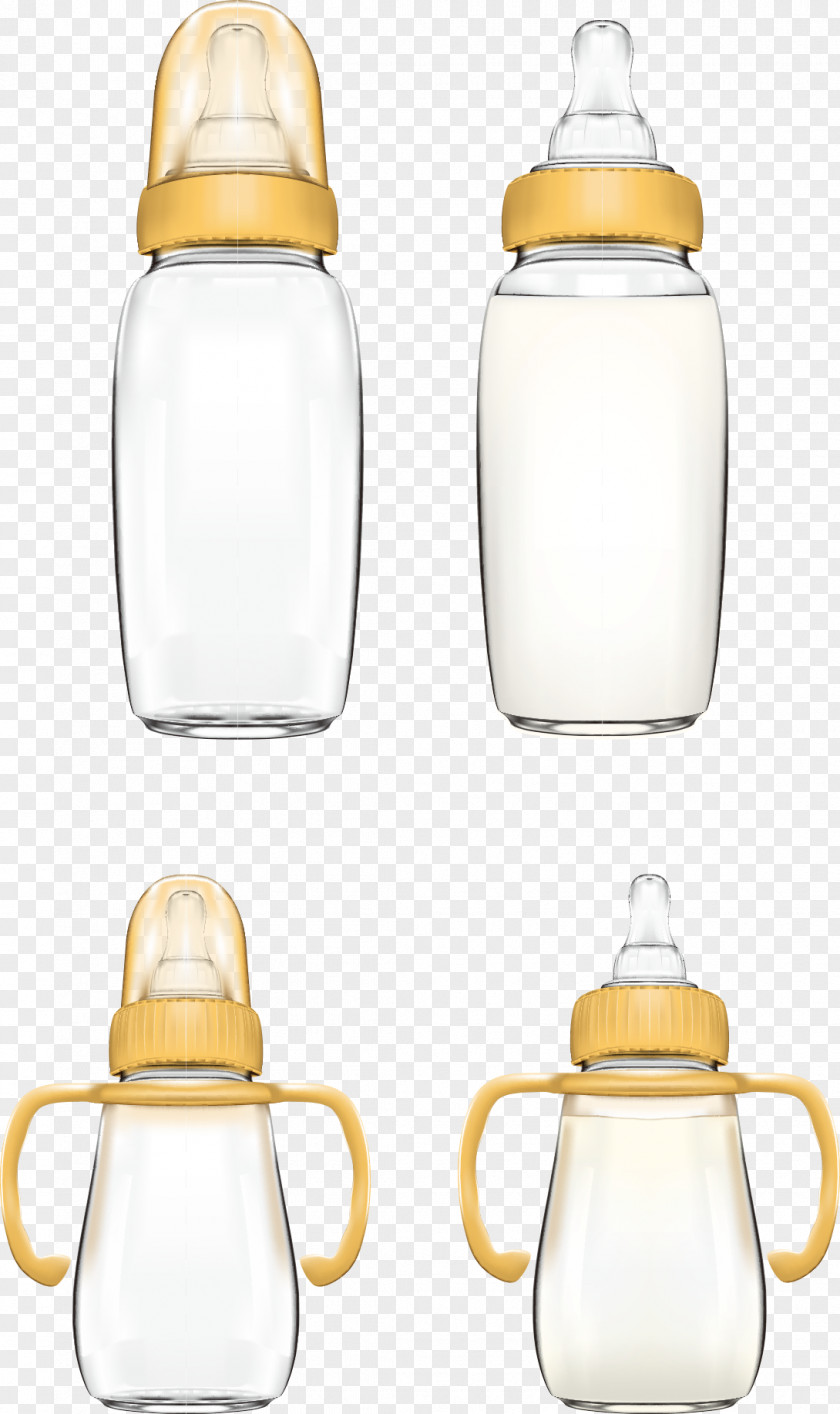 Vector Cartoon Baby Bottle Milk Glass PNG