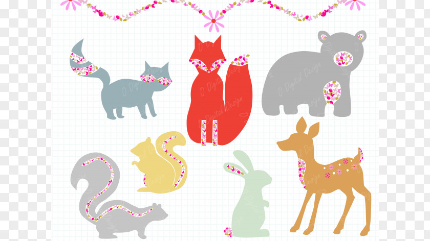 Forest Bunny Cliparts Cat Squirrel Shabby Chic Woodland Clip Art PNG