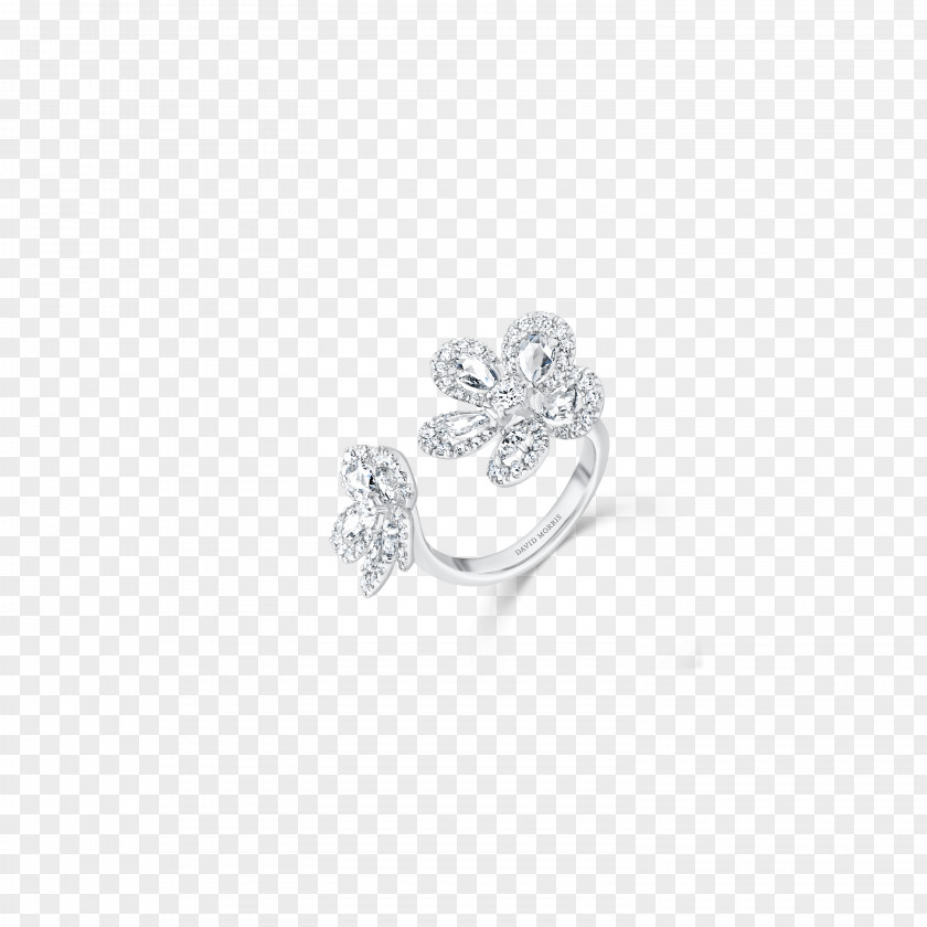 Daisy Flower Ring Set Wedding Silver Jewellery Platinum PNG
