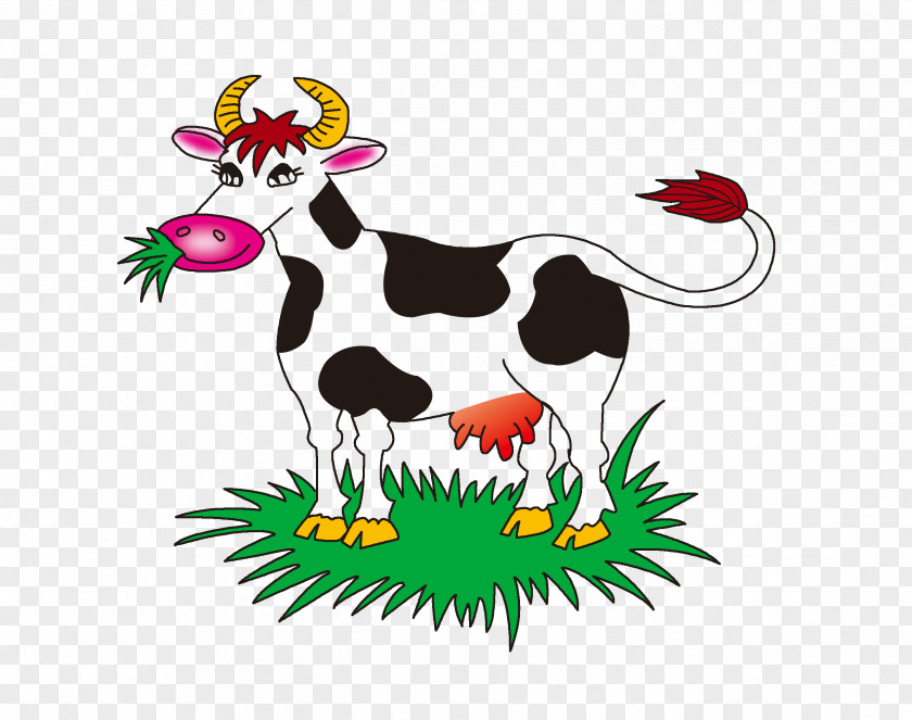 Cartoon Cow Beef Cattle Farm Eating Clip Art PNG