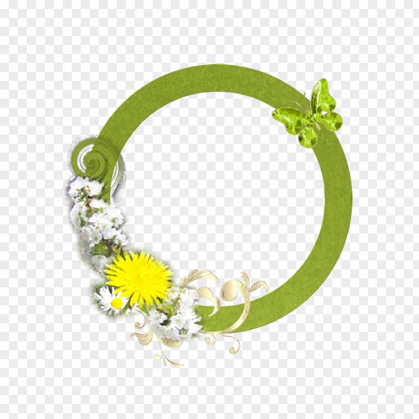 Green Garland Frame Circle PNG