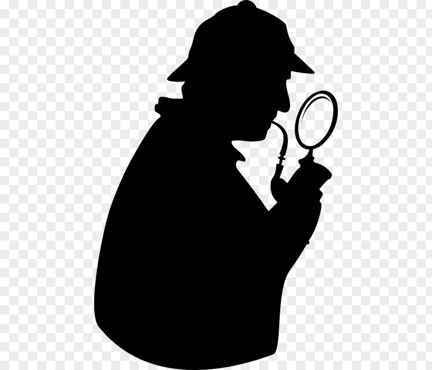 Sherlock Holmes Silhouette Clipart John H. Watson Magnifying Glass Detective Image PNG