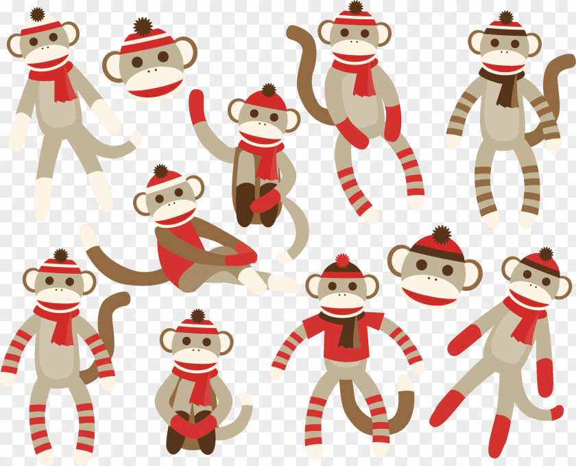 Christmas Doll Vector Sock Monkey Clip Art PNG