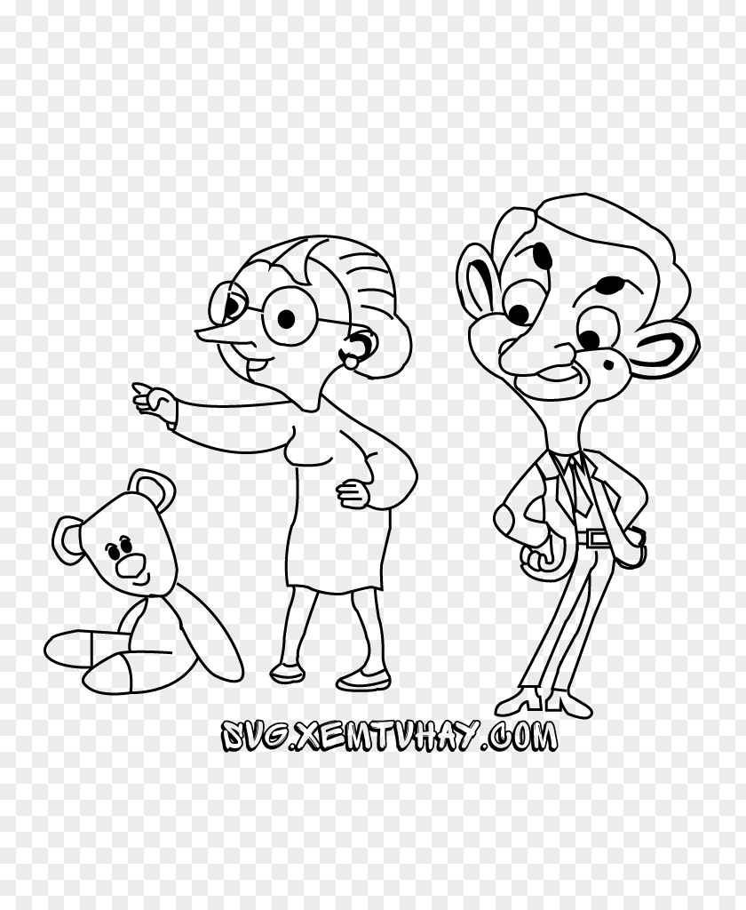 Mr. Bean Coloring Book Child Drawing Line Art Black And White PNG