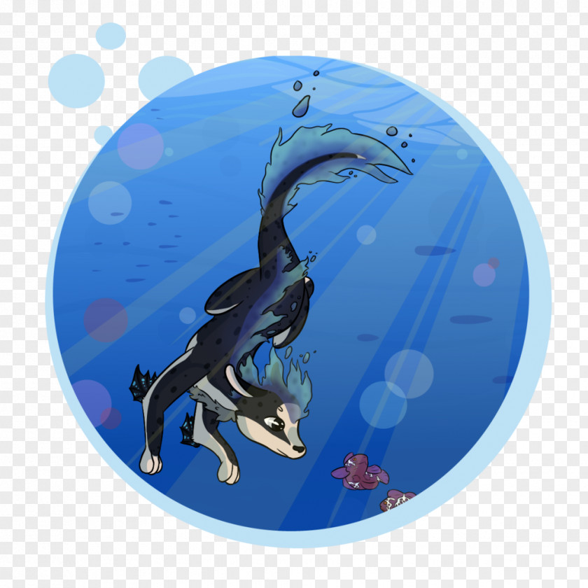 Swimming Poster Marine Mammal Cobalt Blue PNG
