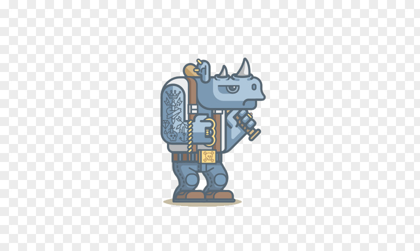 Flat Cartoon Rhino Rhinoceros 3D Illustrator Illustration PNG