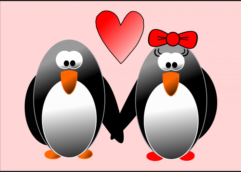 Penguin Wedding Invitation Valentine's Day Heart Clip Art PNG