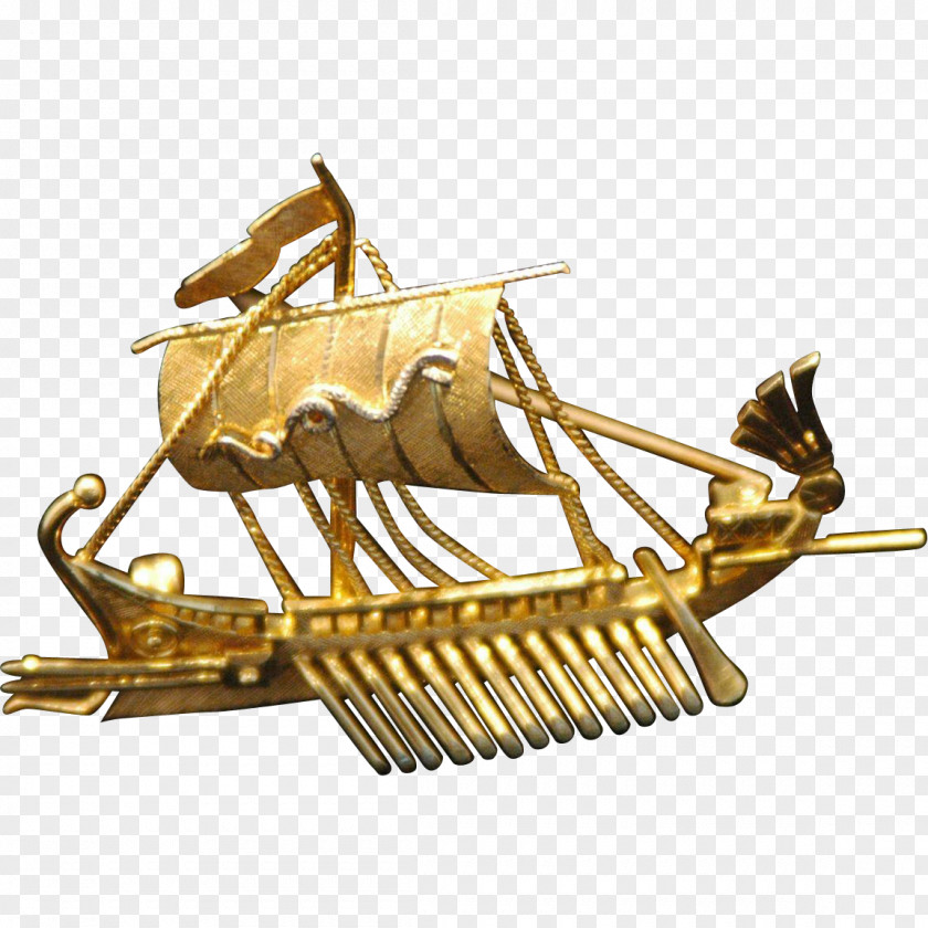 Ancients Gold Brooch Pin Ship Jewellery PNG