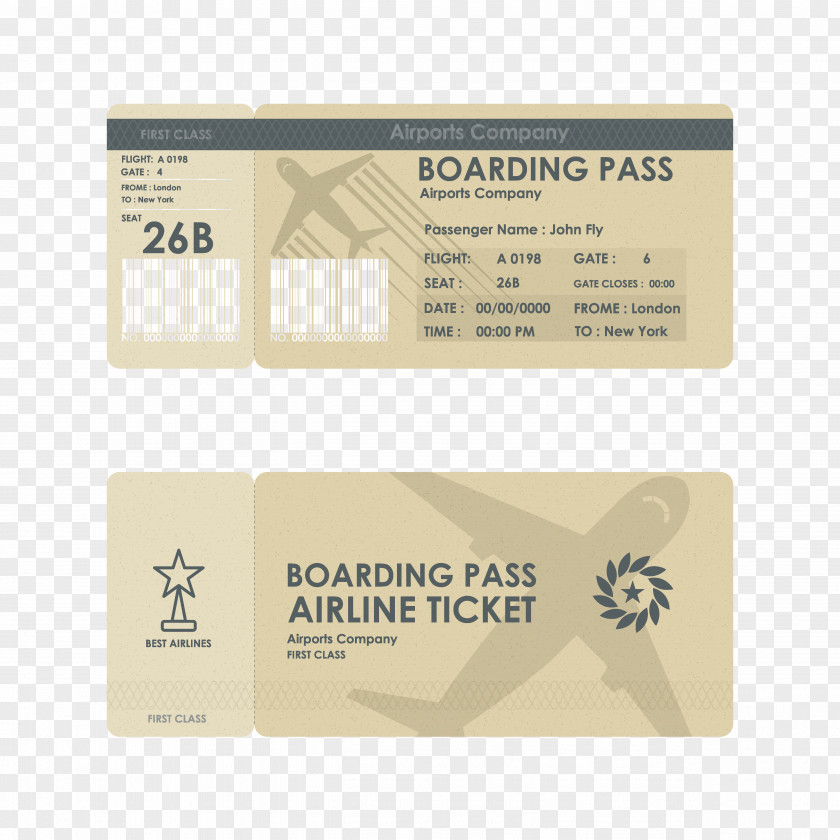 Admission Tickets Stylish Design Airplane Flight Airline Ticket PNG