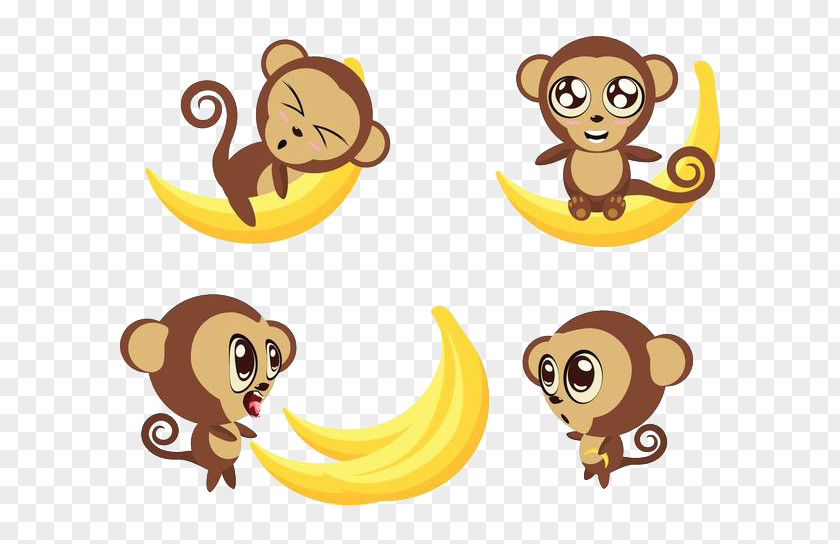 Bananas And Monkeys Ape Monkey Banana Cartoon PNG