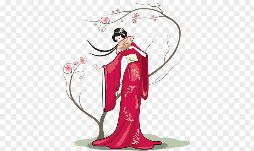 Japan Woman Kimono Stock Photography PNG