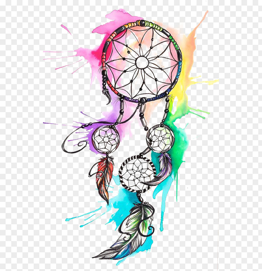 Watercolor Dreamcatcher Tattoo Clip Art PNG