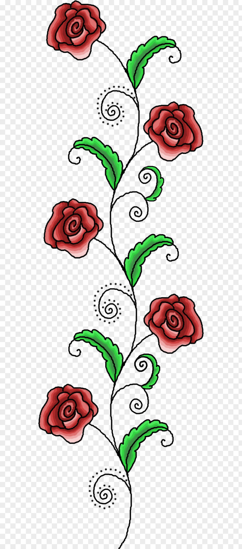 Flower Garden Roses Floral Design Vignette Drawing Clip Art PNG
