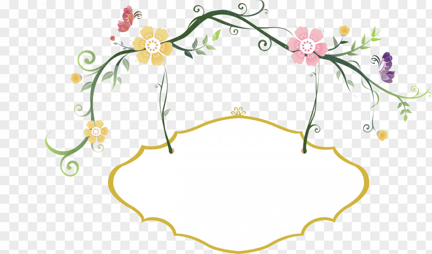 Fresh Flowers Hand-painted Border Hashtag Eating PNG
