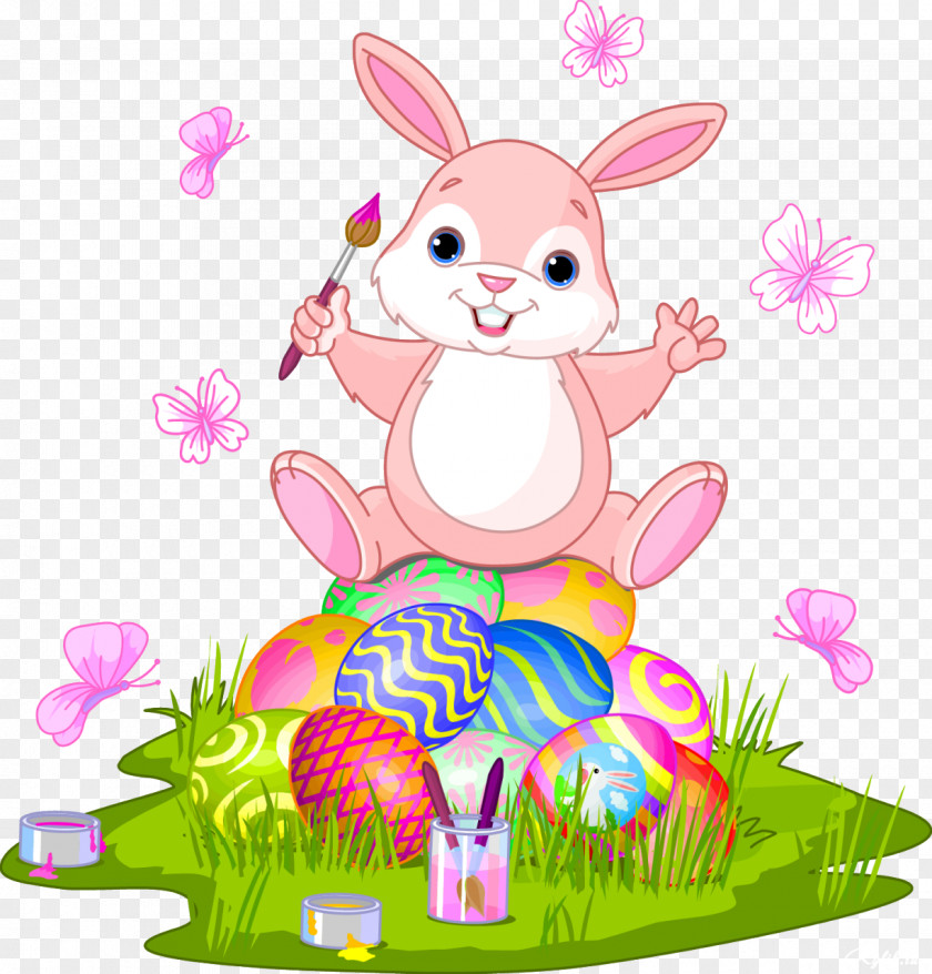 Happy Easter Day 2018 Bunny Egg Basket Clip Art PNG