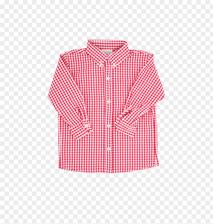 Red Gingham Blouse Collar Button Outerwear Sleeve PNG