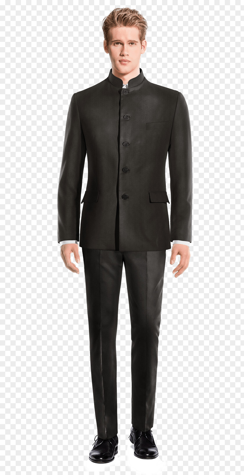Black Suit Tweed Mao Tuxedo Pants PNG