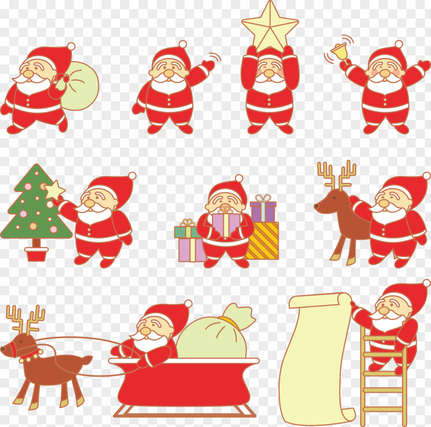 Vector Red Santa Claus Christmas Ornament Clip Art PNG