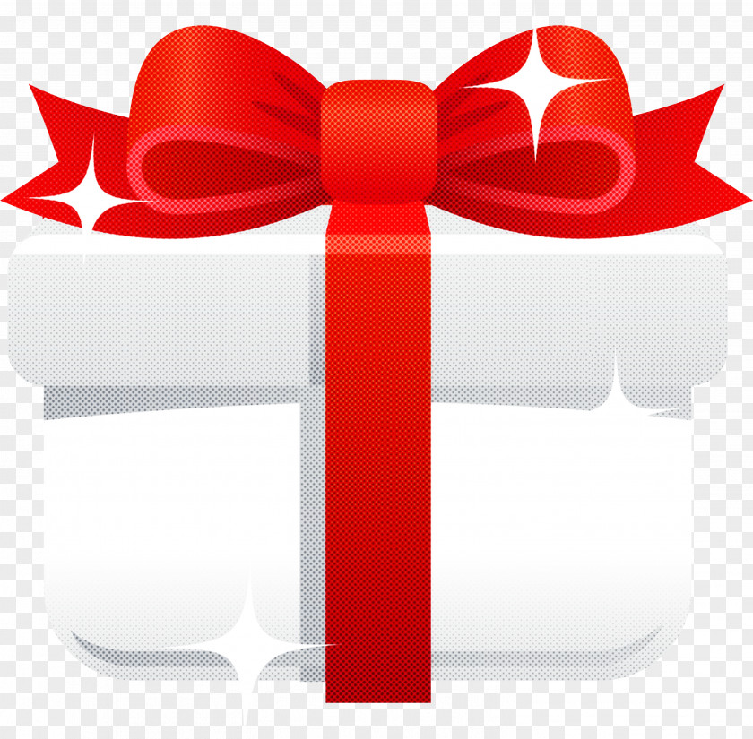 White Gift Box Red Bow PNG